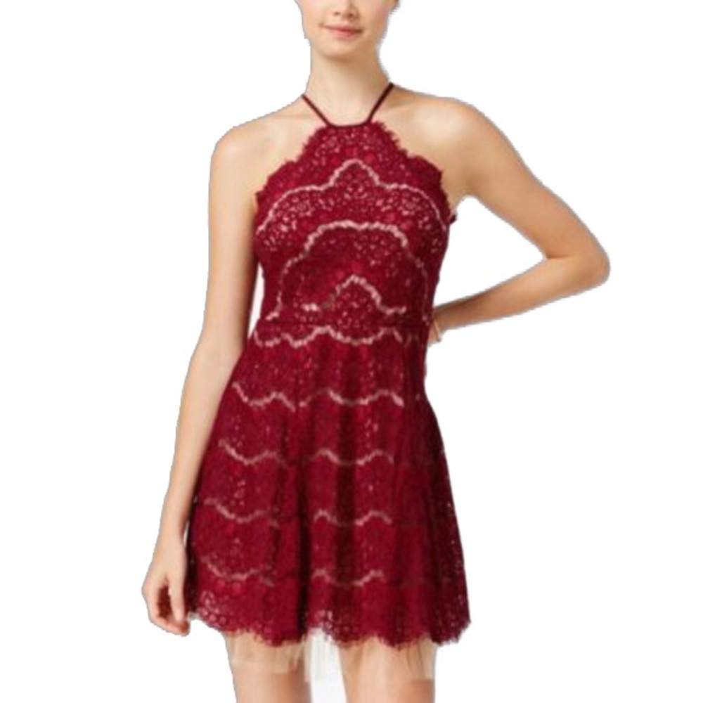 Trixxi dress 11 wine cranberry halter
